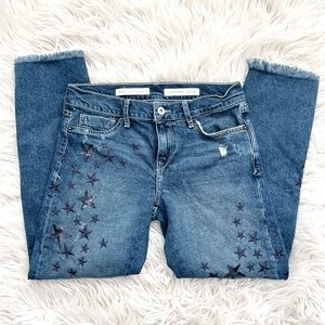 Anthropologie Pilcro Slim Boyfriend Cropped distressed Jeans stars 26